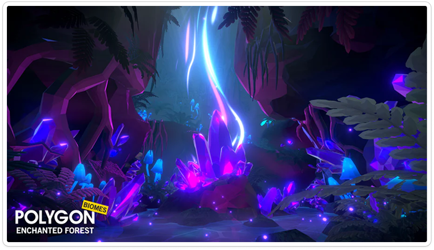 Magical clearing with crystals